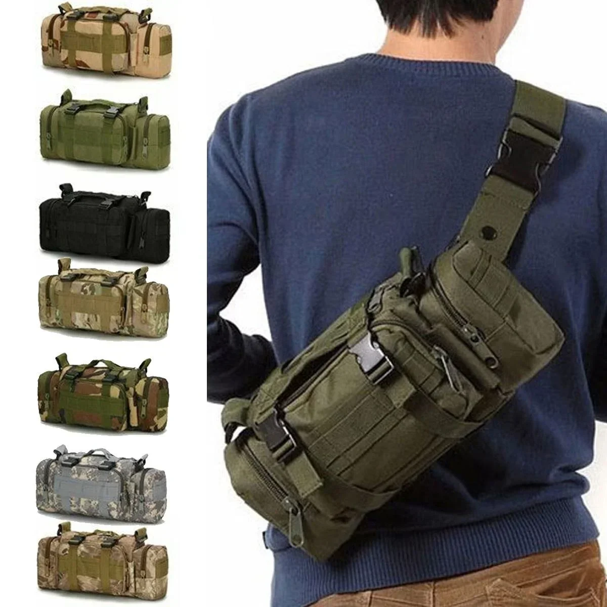 Edc Carry Bag For Men - Sac de taille polochon Molle étanche,