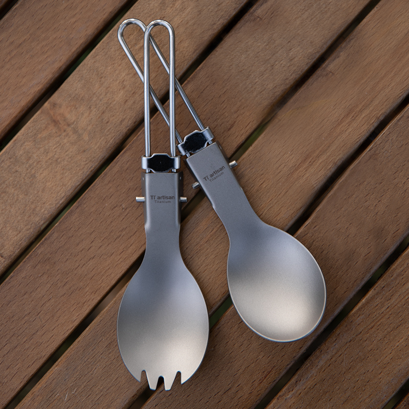 Edc Everyday Carry Knives - Cuillère-fourchette pliable en titane Tiartisan, vaisselle